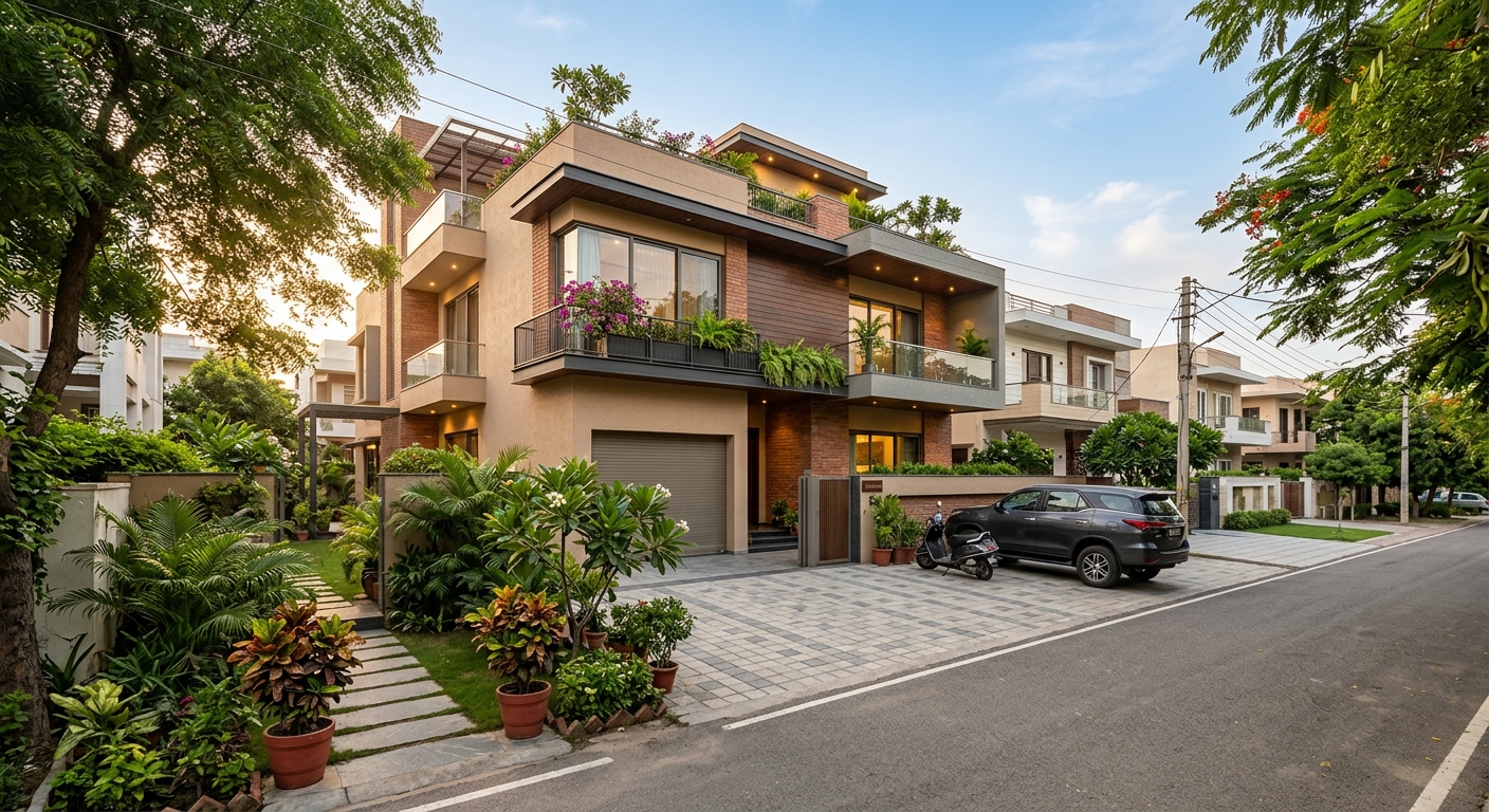 Spacious independent house with a paved driveway in a well-established residential sector of Faridabad